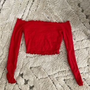 Ribbed off the shoulder crop top